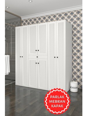 Kenzlife Membran Çamaşır-Kurutma Makinesi Dolabı Nazzam Byzbyz 187*170*60 Çekmeceli Raflı Mebran Kapak Mdf Gövde Banyo