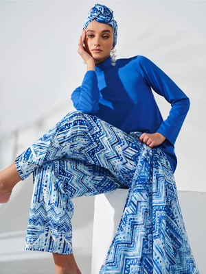 Dorelux Su Desenli Pareolu 6 Parça Tesettür Mayo DLX-24605