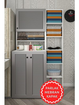 Kenzlife Membran Çamaşır Makinesi Dolabı Kasparovmaks Gribyz Panjur 180*096*55-20 Mebran Kapak Suntalam Gövde Banyo Kapaklı Arkalıksız