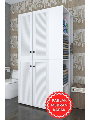 Kenzlife Membran Çamaşır-Kurutma Makinesi Dolabı Kapaklı Foka Byzbyz 180*090*60 Mebran Kapak Suntalam Gövde Banyo Arkalıksız