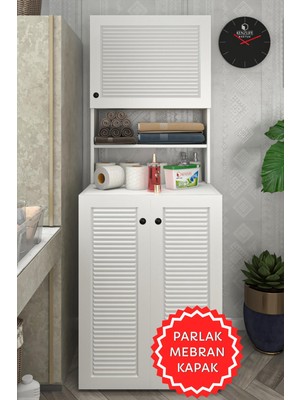 Kenzlife Membran Çamaşır Makinesi Dolabı Kasparov Byzbyz Panjur 180*066*55-20 Mebran Kapak Suntalam Gövde Banyo Kapaklı Arkalıksız