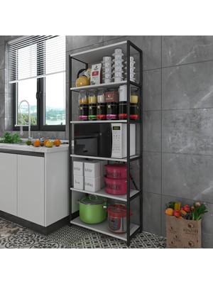 Kenzlife Mutfak Banyo Dolabı ADATEPE180 Byzsyh 180*70*30 6 Raflı Ofis Kiler Kitaplık