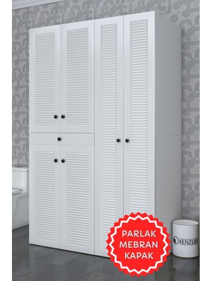 Kenzlife Membran Çamaşır-Kurutma Makinesi Dolabı Şahrur Sağ Byzbyz 187*120*60 Çekmeceli Mebran Kapak Mdf Gövde Banyo