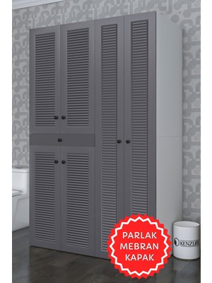 Kenzlife Membran Çamaşır-Kurutma Makinesi Dolabı Şahrur Sağ Gribyz 187*120*60 Çekmeceli Mebran Kapak Suntalam Gövde Banyo