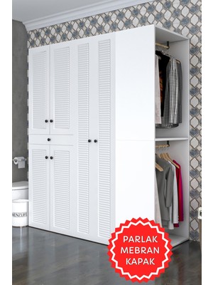 Kenzlife Membran Çamaşır-Kurutma Makinesi Dolabı ve Giysi Dolabı Çekmeceli Eşari Sağ Byzbyz 187*160*60 Mebran Kapak Mdf Gövde