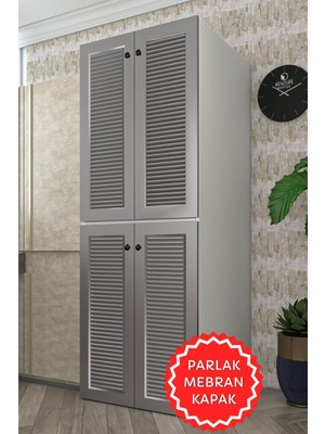 Kenzlife Membran Çamaşır-Kurutma Makinesi Dolabı Kapaklı Jelena Gribyz 180*70*60 Mebran Kapak Mdf Gövde Banyo Çift Katlı Arkalıksız