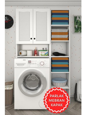 Kenzlife Membran Çamaşır Makinesi Dolabı Sinemmaks Byzbyz Panjur 180*096*30 Mebran Kapak Suntalam Gövde Kapaklı Arkalıklı Raflı