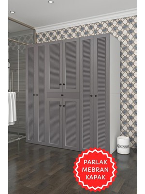 Kenzlife Membran Çamaşır-Kurutma Makinesi Dolabı Nazzam Gribyz 187*170*60 Çekmeceli Raflı Mebran Kapak Suntalam Gövde Banyo