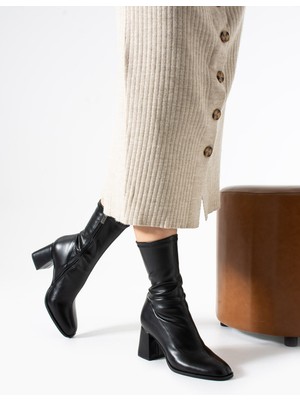 Bufu Osaka Kadın 7 cm Blok Topuk Bilek Boy Streç Bot