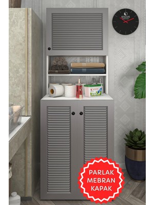 Kenz Life Kenzlife Membran Çamaşır Makinesi Dolabı Kasparov Gribyz Panjur 180*066*55-20 Mebran Kapak Suntalam Gövde Banyo Kapaklı Arkalıksız