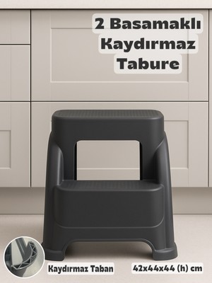 Funny Life 2 Basamaklı Strong Tabure - Dayanıklı Plastik Çok Amaçlı Merdiven Tabure