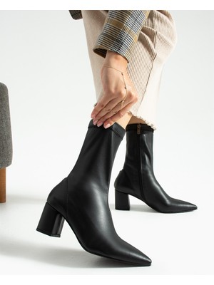 Bufu Silvia Kadın Sivri Burun Topuklu Bot Kalın Topuklu Şık Tasarım