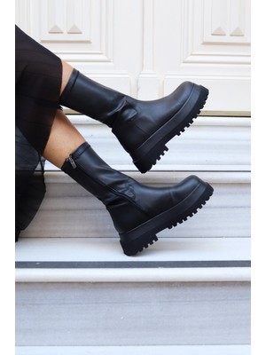 Bufu Velora – Kadın Kalın Taban Fermuarlı Streç Bot