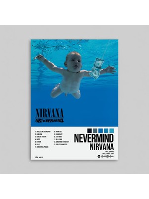 Orendart Nirvana - Nevermind Albüm Spotify Çerçeveli - Çerçevesiz Poster Tablo