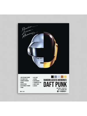 Orendart Daft Punk - Random Access Memories Albüm Spotify Çerçeveli - Çerçevesiz Poster Tablo