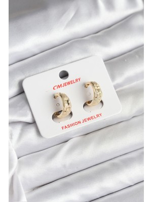 Maarketim 14K Gold Renk Kaplama Lazer Halka CM Kadın Küpe