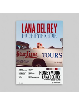 Orendart Lana Del Rey - Honeymoon Albüm Spotify Çerçeveli - Çerçevesiz Poster Tablo