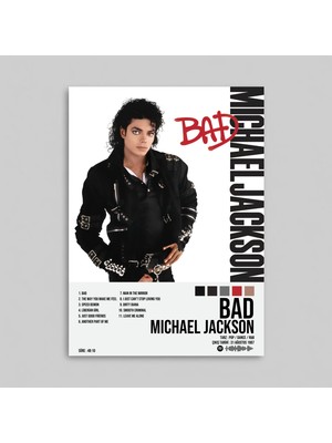 Orendart Michael Jackson - Bad Albüm Spotify Çerçeveli - Çerçevesiz Poster Tablo