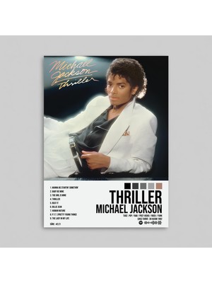 Orendart Michael Jackson - Thriller Albüm Spotify Çerçeveli - Çerçevesiz Poster Tablo