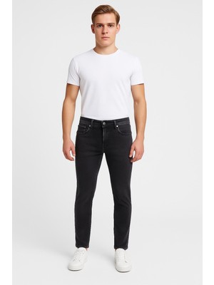 Black Wood Erkek Slim Fit Dar Paça Esnek Likralı Denim Jeans Kot Pantolon - 7408