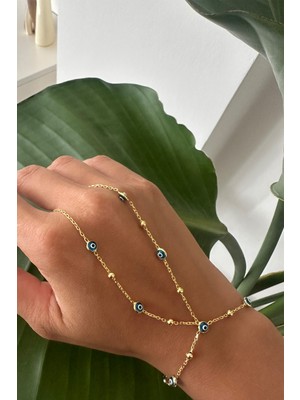 Sunshine 925 Ayar Gümüş Gold Kaplamalı Minik Toplu Nazar Göz Zarif Şahmeran