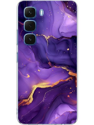 TechTree Infinix Hot 60-60I Uyumlu Ametist Taşı Mor Mermer Baskılı Silikon Kılıf
