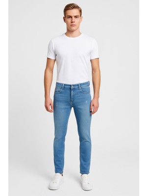 Black Wood Erkek Slim Fit Dar Paça Esnek Likralı Denim Jeans Kot Pantolon - 7408