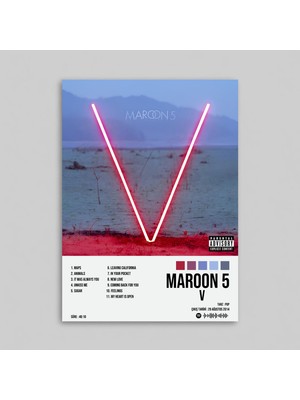 Orendart Maroon 5 - V Albüm Spotify Çerçeveli - Çerçevesiz Poster Tablo