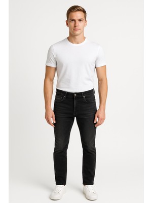 Black Wood Erkek Slim Fit Dar Paça Esnek Likralı Denim Jeans Kot Pantolon - 7408