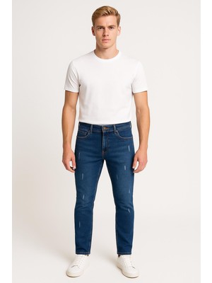 Black Wood Erkek Slim Fit Dar Paça Esnek Likralı Denim Jeans Kot Pantolon - 7408