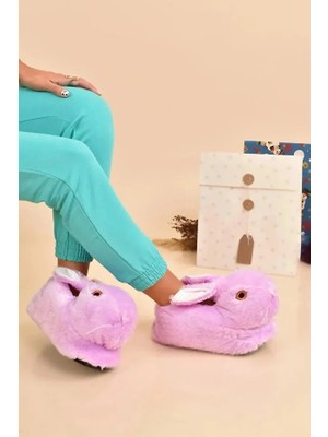 Okanmed Hayvanlı H12 Tavşanlı Kışlık Panduf Ev Içi Sessiz Taban Panduf