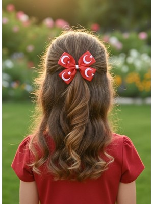 23 Nisan 29 Ekim Kırmızı Beyaz Son Trend Fiyonk Toka, Kurdele Hand Made Çocuk Pens Fiyonk Toka