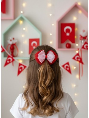 El Yapımı 23 Nisan Kırmızı Beyaz Son Trend Kurdele Fiyonk Toka