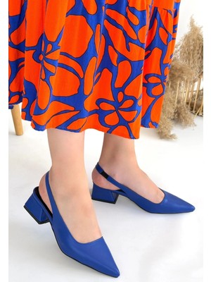 The Kethen Morji Mavi Cilt Topuklu Ayakkabı