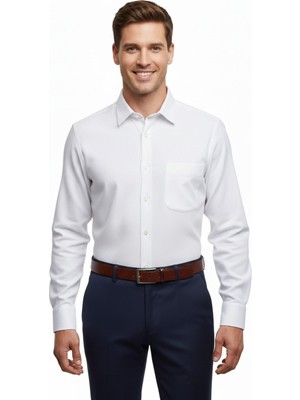 Kamer Erkek Klasik Petek Dokulu Uzun Kol Gömlek 3806 BGL-ST04816