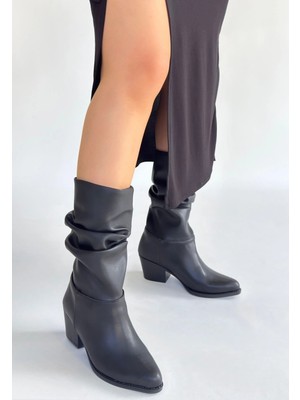 Diaways Yior Siyah Cilt Topuklu Bot