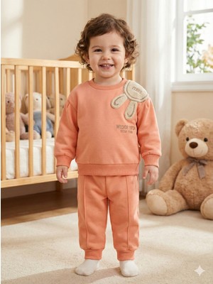 Selvira Bebek-Çocuk Eşofman Takımı | Nakışlı 3 Iplik Şardonlu Çocuk Sweatshirt Alt Üst Takım