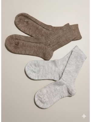 İnspira 2' Çift Kadın Yün Kışlık Çorap
