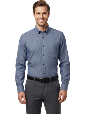 Kamer Erkek Klasik Petek Dokulu Uzun Kol Gömlek 3814 BGL-ST04817