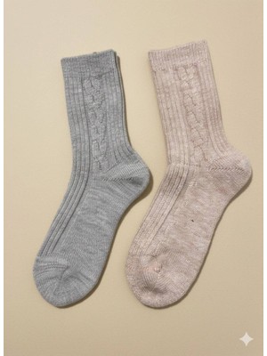 İnspira 2' Çift Kadın Yün Kışlık Çorap