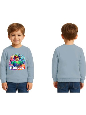 Sedirli Unisex Roblox Baskılı Çocuk Swaetshirt 3 Iplik Şardonlu