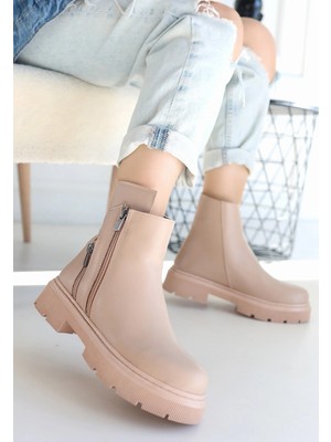 Diaways Menta Nude Cilt Fermuar Aksesuarlı Bot