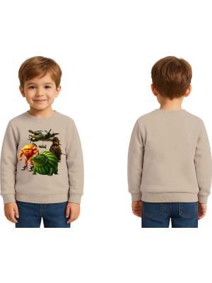 Sedirli Unisex Braınrot Baskılı Çocuk Swaetshirt 3 Iplik Şardonlu