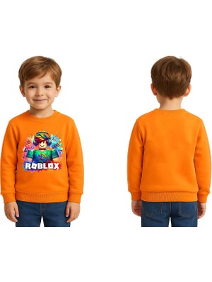 Sedirli Unisex Roblox Baskılı Çocuk Swaetshirt 3 Iplik Şardonlu