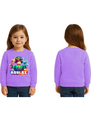 Sedirli Unisex Roblox Baskılı Çocuk Swaetshirt 3 Iplik Şardonlu
