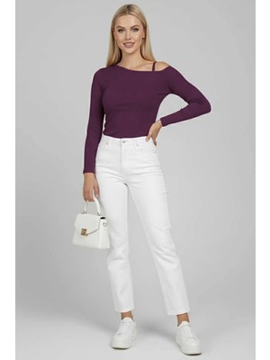 The Kethen Tek Omuz Ipli Bluz Mürdüm T4328