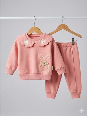 Selvira Bebek-Çocuk Eşofman Takımı | Nakışlı 3 Iplik Şardonlu Çocuk Sweatshirt Alt Üst Takım