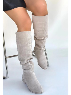 Diaways Winda Bej Süet Körüklü Çizme