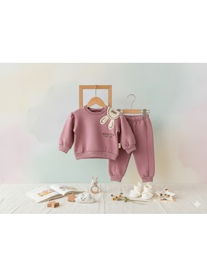 Selvira Bebek-Çocuk Eşofman Takımı | Nakışlı 3 Iplik Şardonlu Çocuk Sweatshirt Alt Üst Takım