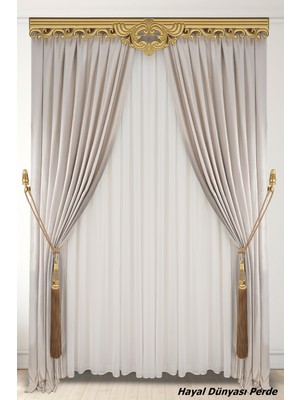 Hayal Dünyası Özel Yapım Perde Toplayıcı Taşlı Ahşap Renso Braçol Takım Perde Aksesuarı